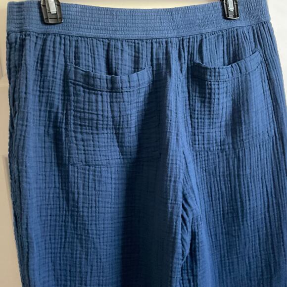 Lou & Grey Navy Blue Gauzy Cotton Wide Leg Pull on Pants - Size XL - Picture 4 of 7